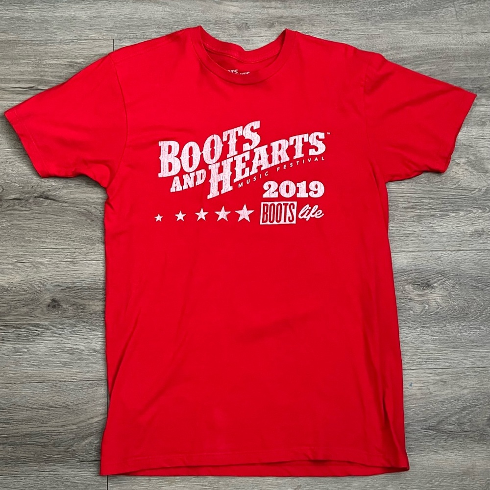 Red Boots and Hearts Graphic T shirt country concert size medium M